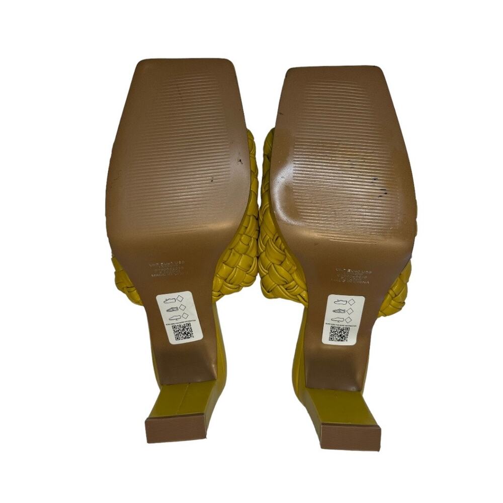 ASOS Design Raid Slip On Knottie Mule Heeled Sandals Yellow Square Toe Size 9 - Picture 9 of 14